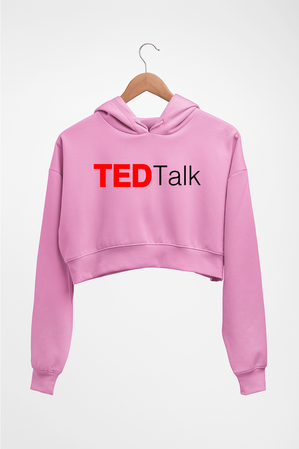 Ted Talk Crop HOODIE FOR WOMEN-Light Baby Pink-Ektarfa.online