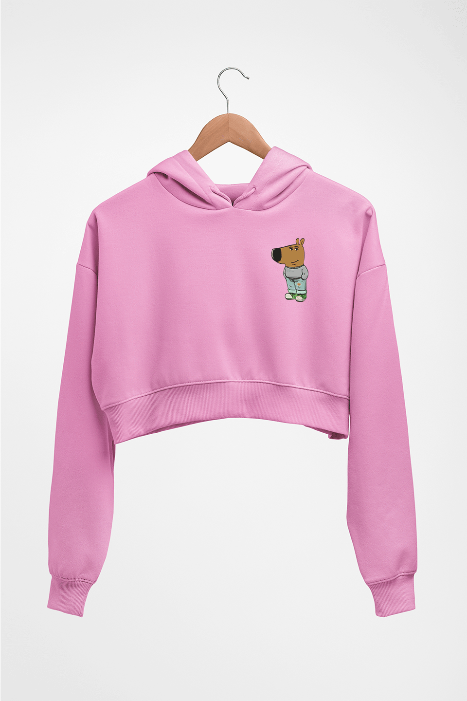 Chill guy Crop HOODIE FOR WOMEN-Light Baby Pink-Ektarfa.online