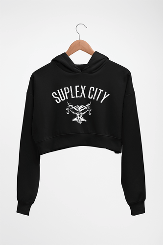 WWE Brock Lesnar Suplex City Crop HOODIE FOR WOMEN-Black-Ektarfa.online