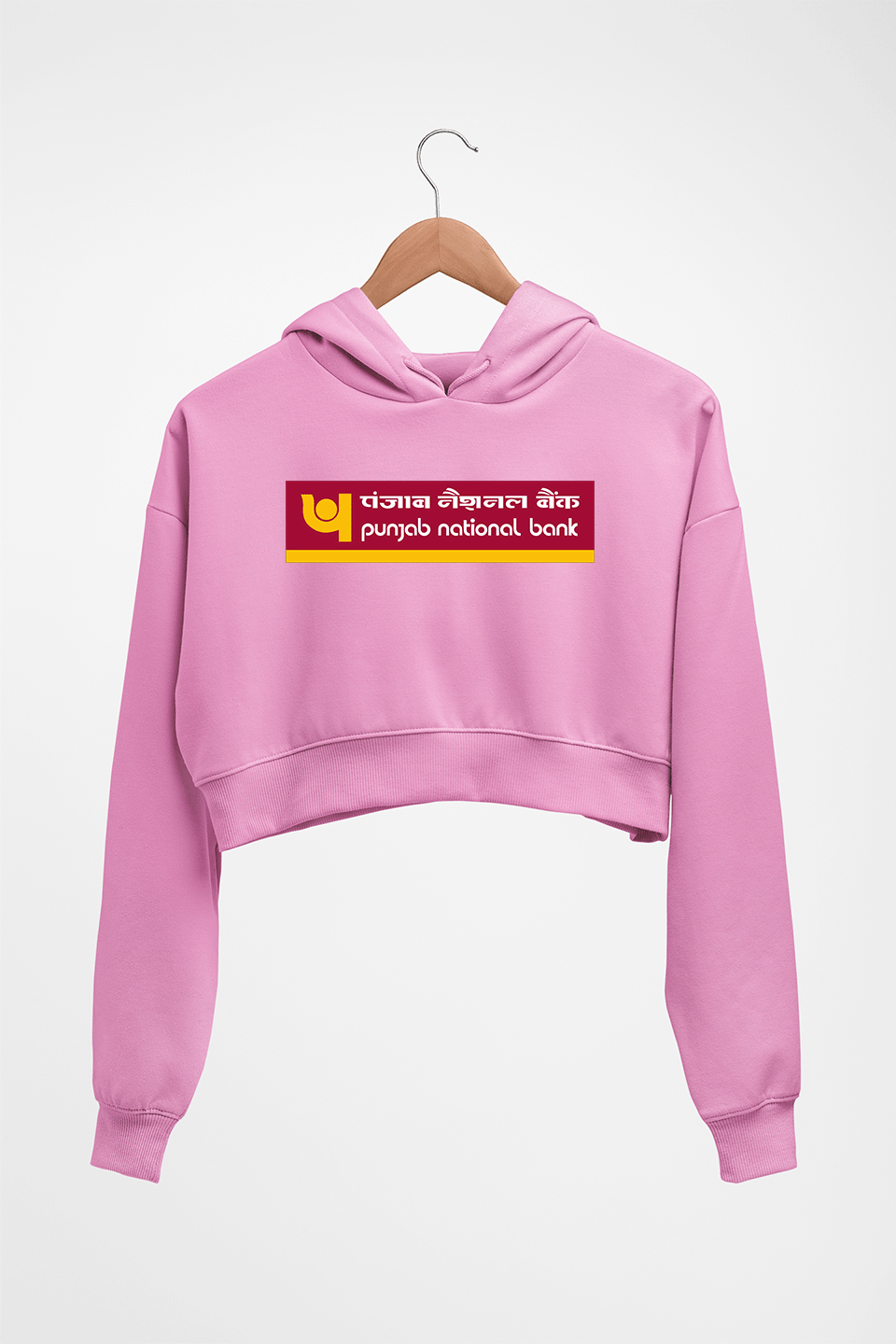 Punjab national bank (PNB) Crop HOODIE FOR WOMEN-Light Baby Pink-Ektarfa.online