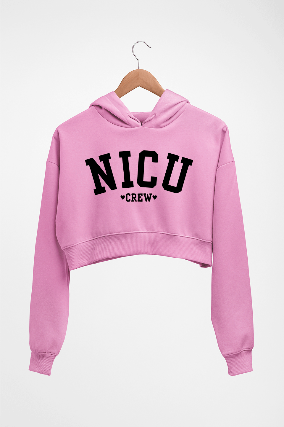 NICU crew Crop HOODIE FOR WOMEN-Light Baby Pink-Ektarfa.online