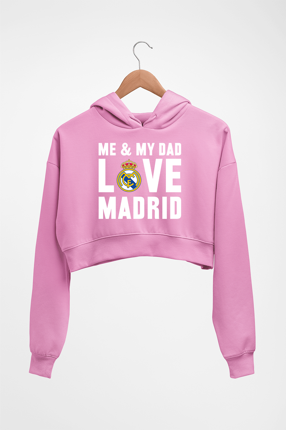 Love Real Madrid Crop HOODIE FOR WOMEN-Light Baby Pink-Ektarfa.online