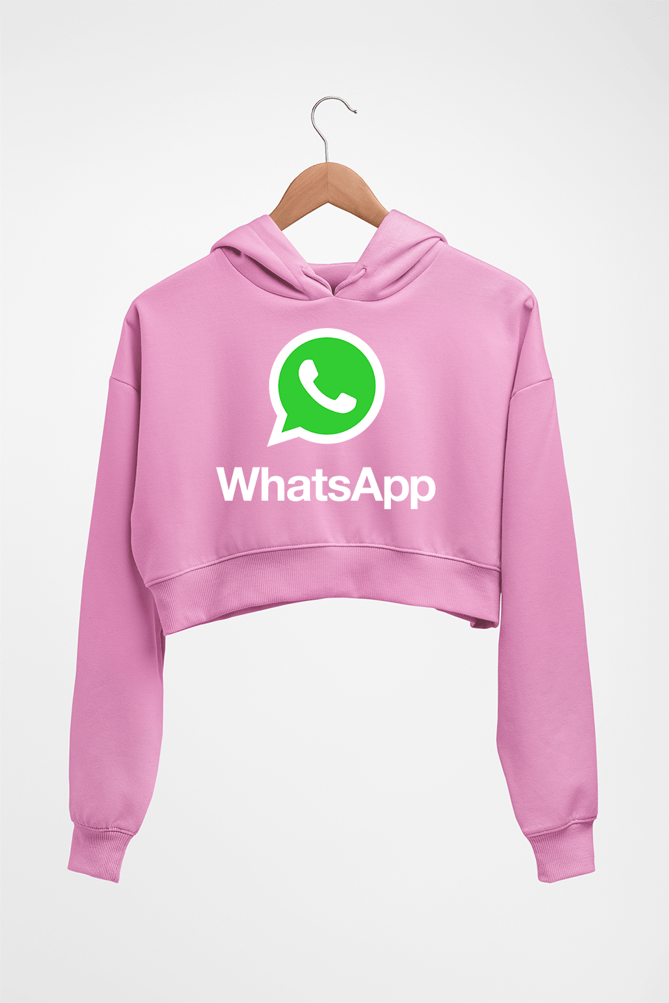 WhatsApp Crop HOODIE FOR WOMEN-Light Baby Pink-Ektarfa.online