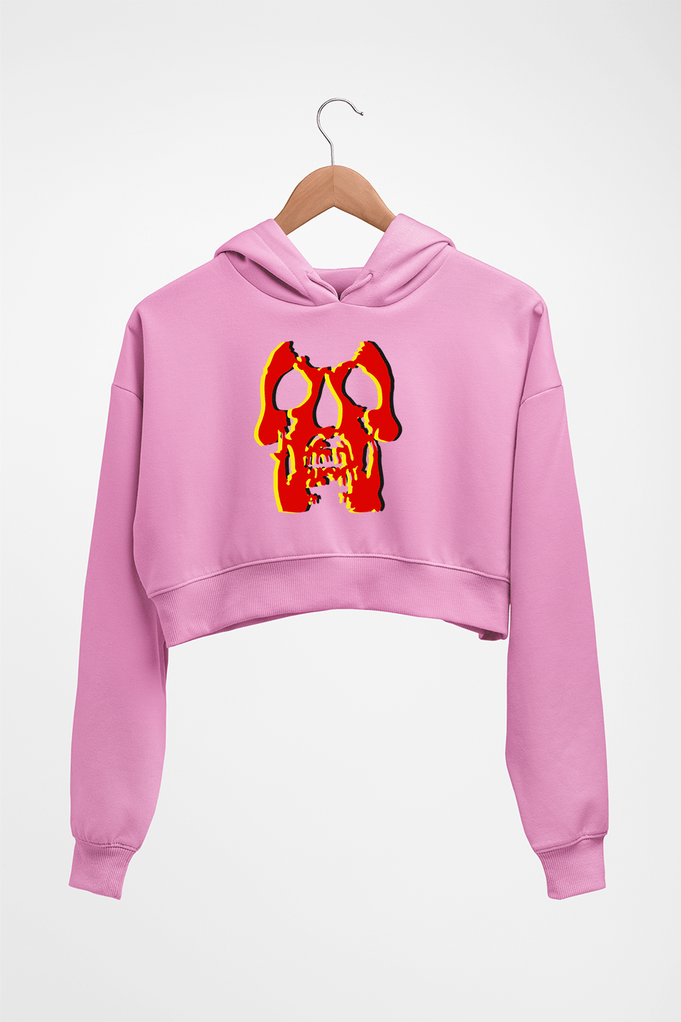 Deftones Skull Crop HOODIE FOR WOMEN-Light Baby Pink-Ektarfa.online