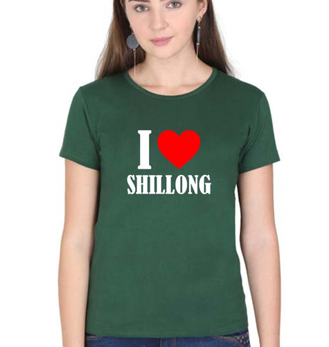 i love shillong T-Shirt for Women-Dark Green-Ektarfa.online