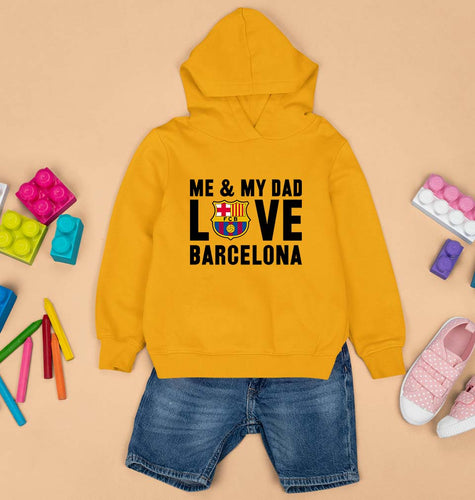 Love Barcelona Kids Hoodie for Boy/Girl-Mustard Yellow-Ektarfa.online