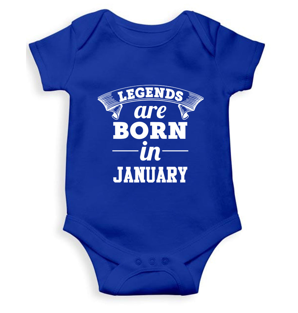 Legends are Born in January Kids Romper For Baby Boy/Girl-0-5 Months(18 Inches)-Royal Blue-Ektarfa.online