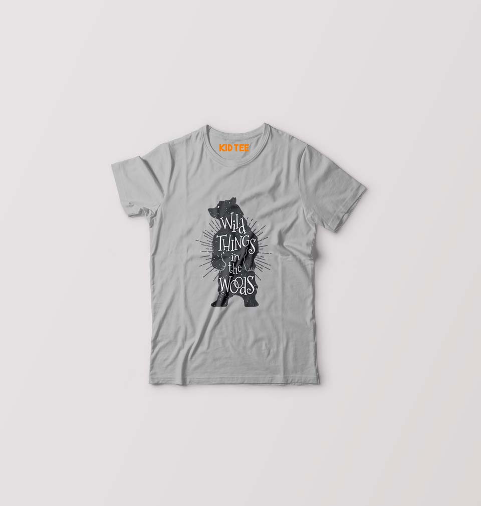 WILD_THINGS_IN_THE_WOODS Kids T-Shirt for Boy/Girl-Grey-Ektarfa.online