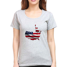 Load image into Gallery viewer, USA America T-Shirt for Women-Grey Melange-Ektarfa.online
