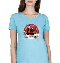 Load image into Gallery viewer, Deadpool Unicorn T-Shirt for Women-Light Blue-Ektarfa.online
