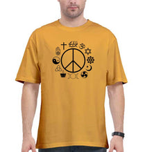 Load image into Gallery viewer, Peace Religious Symbols Oversized T-Shirt for Men-Golden Yellow-Ektarfa.online
