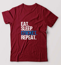 Load image into Gallery viewer, Eat Sleep Cricket Repeat T-Shirt for Men-Maroon-Ektarfa.online
