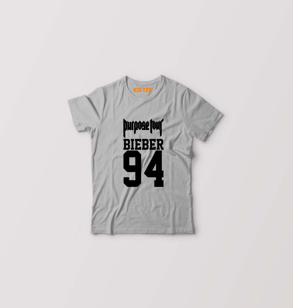 Purpose Tour Bieber Kids T-Shirt for Boy/Girl-Grey-Ektarfa.online
