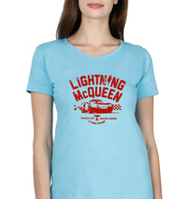 Load image into Gallery viewer, Lightning McQueen T-Shirt for Women-Light Blue-Ektarfa.online
