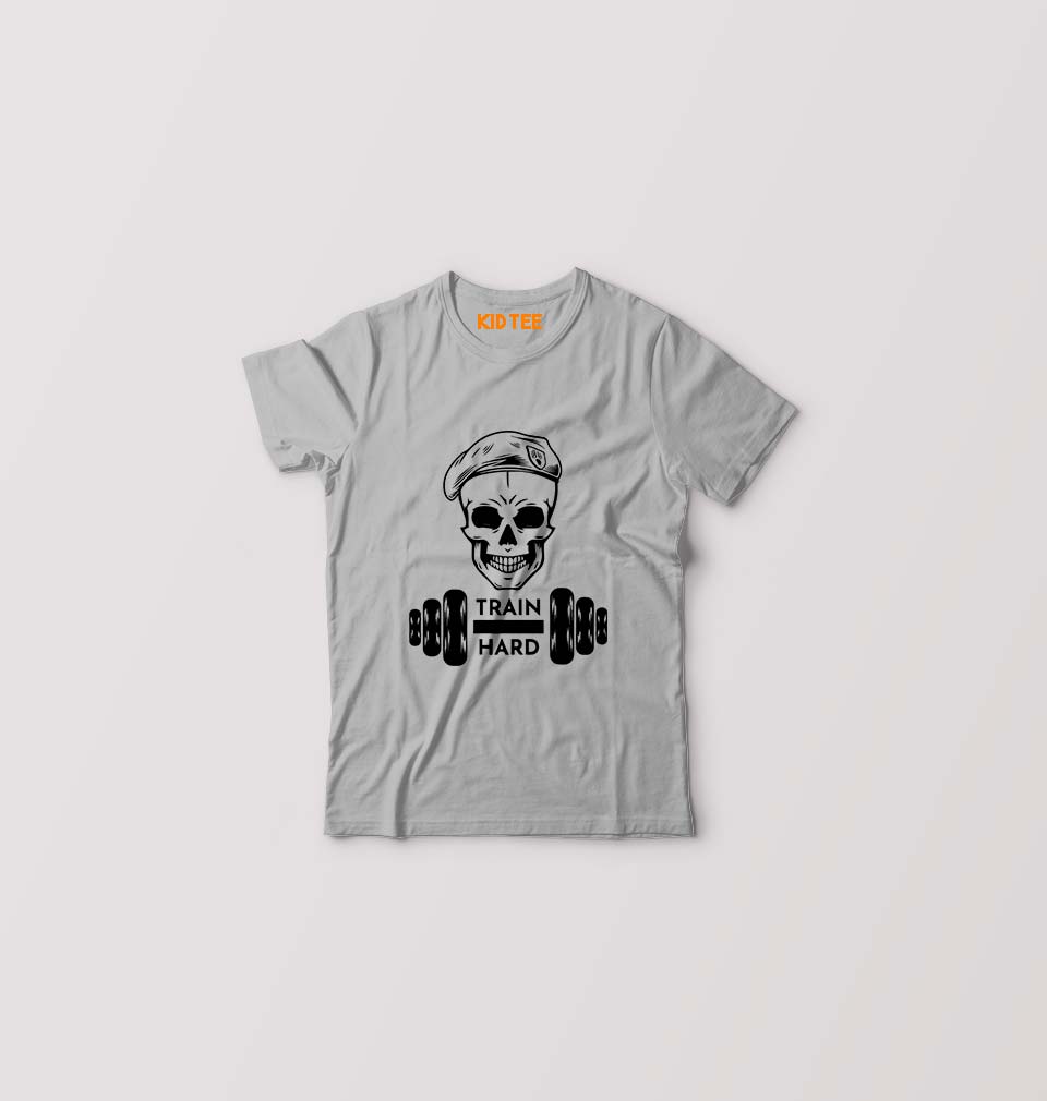 Gym Train Hard Kids T-Shirt for Boy/Girl-Grey-Ektarfa.online
