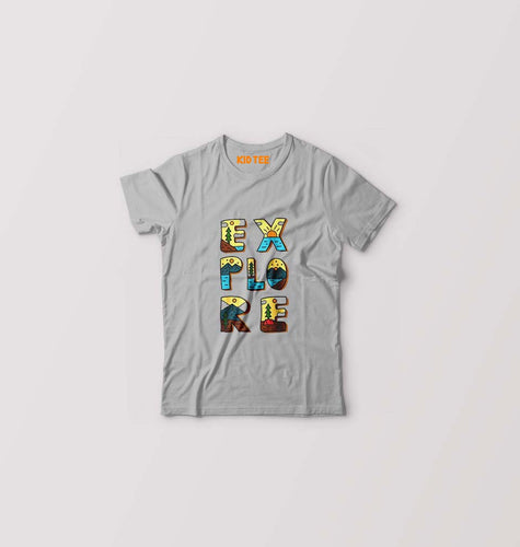 Explore Travel Adventure Kids T-Shirt for Boy/Girl-Grey-Ektarfa.online