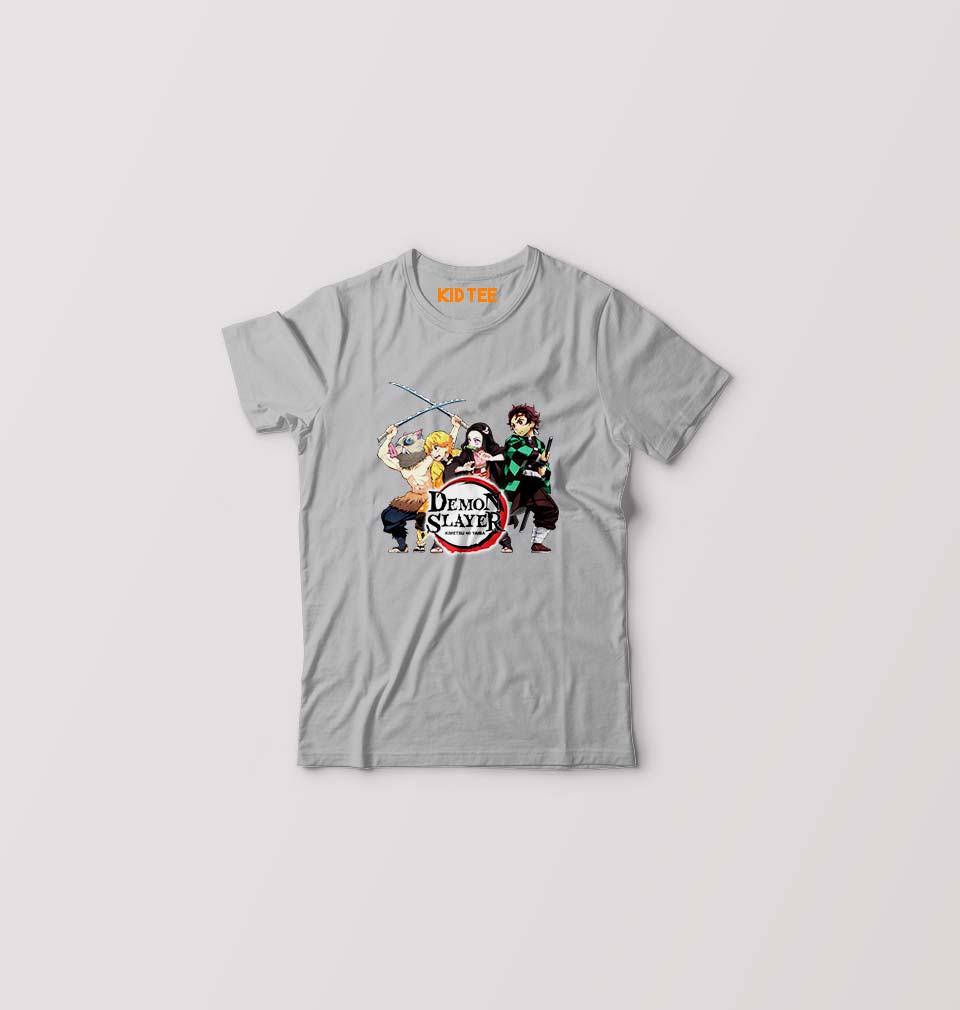 Demon Slayer Kids T-Shirt for Boy/Girl-Grey-Ektarfa.online