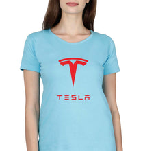 Load image into Gallery viewer, Tesla T-Shirt for Women-Light Blue-Ektarfa.online

