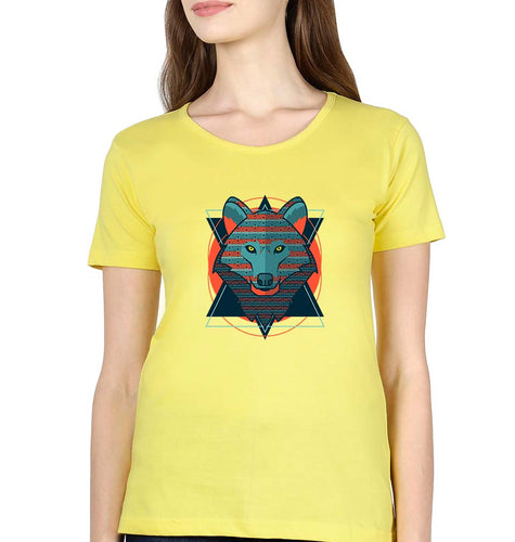Fox Wolf T-Shirt for Women-Yellow-Ektarfa.online