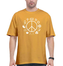 Load image into Gallery viewer, Peace Religious Symbols Oversized T-Shirt for Men-Golden Yellow-Ektarfa.online
