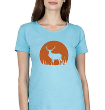 Load image into Gallery viewer, Deer T-Shirt for Women-Light Blue-Ektarfa.online
