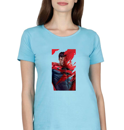 Superman Superhero T-Shirt for Women-Light Blue-Ektarfa.online