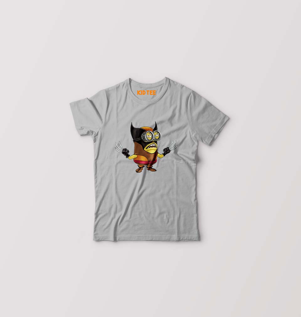 Minion Wolverine Kids T-Shirt for Boy/Girl-Grey-Ektarfa.online