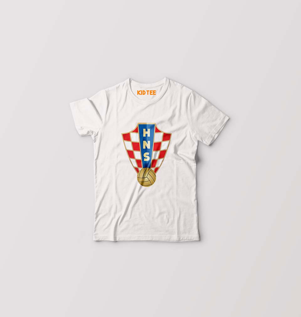 Croatia Football Kids T-Shirt for Boy/Girl-White-Ektarfa.online