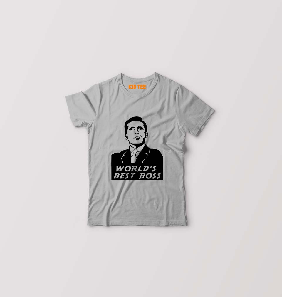 Michael Scott Best Boss Kids T-Shirt for Boy/Girl-Grey-Ektarfa.online