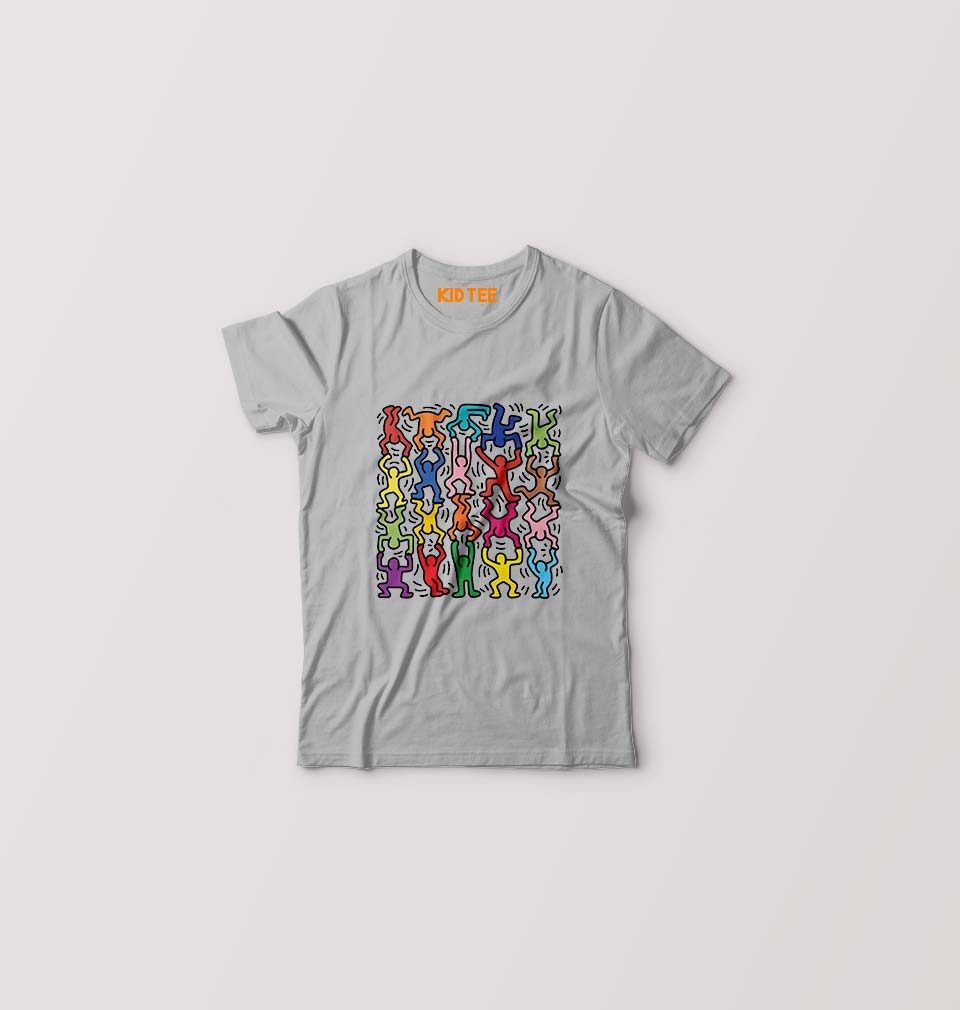 Keith Haring Funny Kids T-Shirt for Boy/Girl-Grey-Ektarfa.online