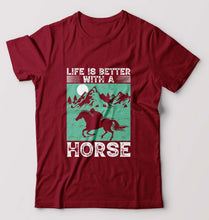 Load image into Gallery viewer, Horse Riding T-Shirt for Men-Maroon-Ektarfa.online
