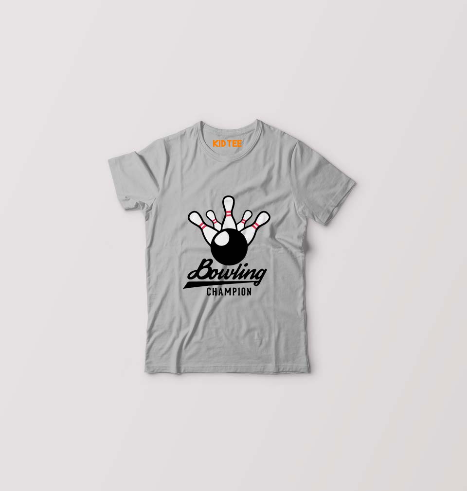Bowling Champion Kids T-Shirt for Boy/Girl-Grey-Ektarfa.online