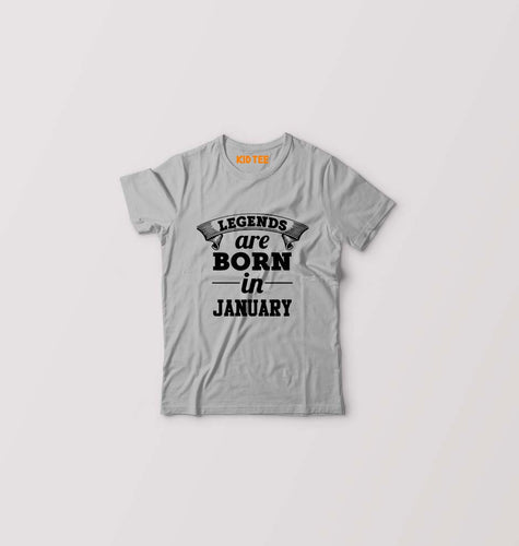 Legends are Born in February Kids T-Shirt for Boy/Girl-Grey-Ektarfa.online