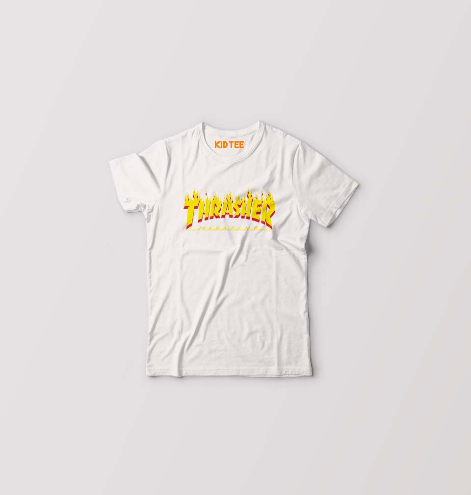 Thrasher Magzine Kids T-Shirt for Boy/Girl-White-Ektarfa.online