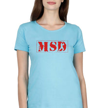 Load image into Gallery viewer, MS Dhoni (MSD) T-Shirt for Womenasvgbfc-Light Blue-Ektarfa.online
