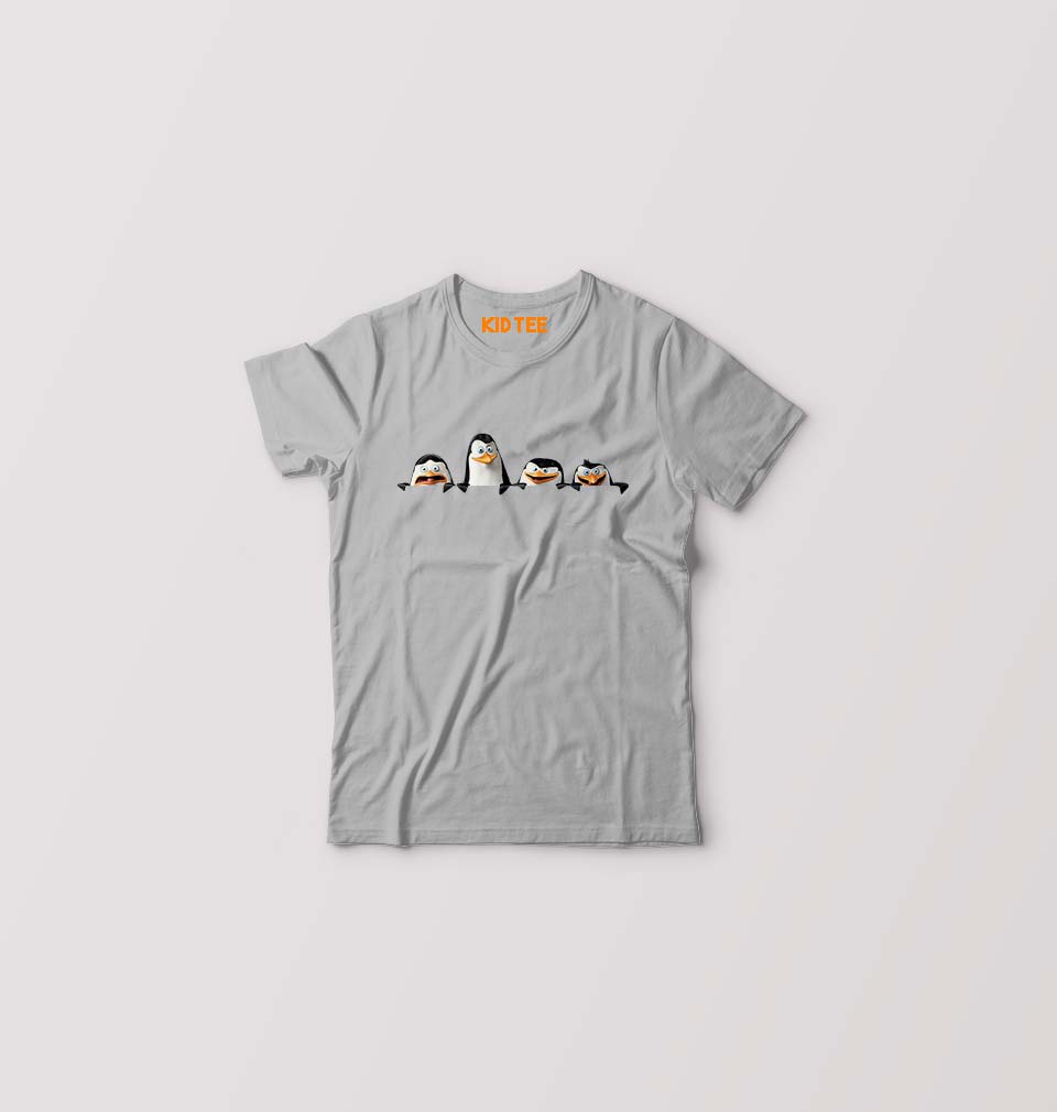 Penguins Looking Kids T-Shirt for Boy/Girl-Grey-Ektarfa.online