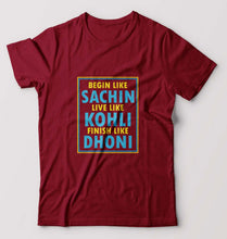Load image into Gallery viewer, CRICKET Sachin Kohli Dhoni T-Shirt for Men-Maroon-Ektarfa.online
