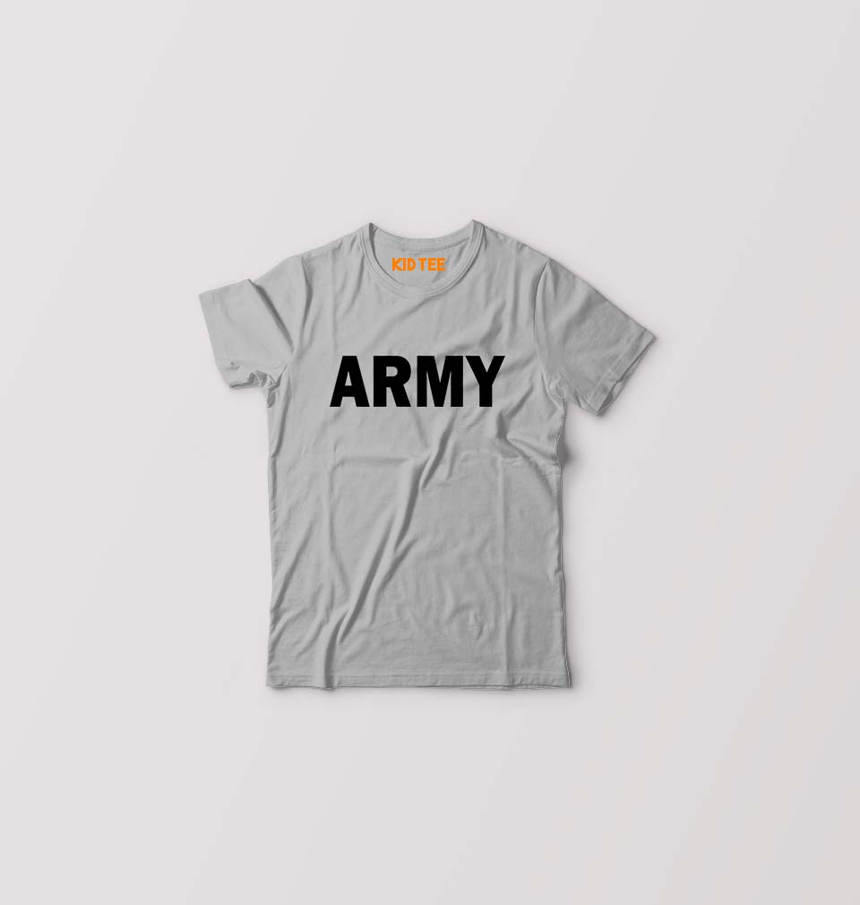 Army Kids T-Shirt for Boy/Girl-Grey-Ektarfa.online