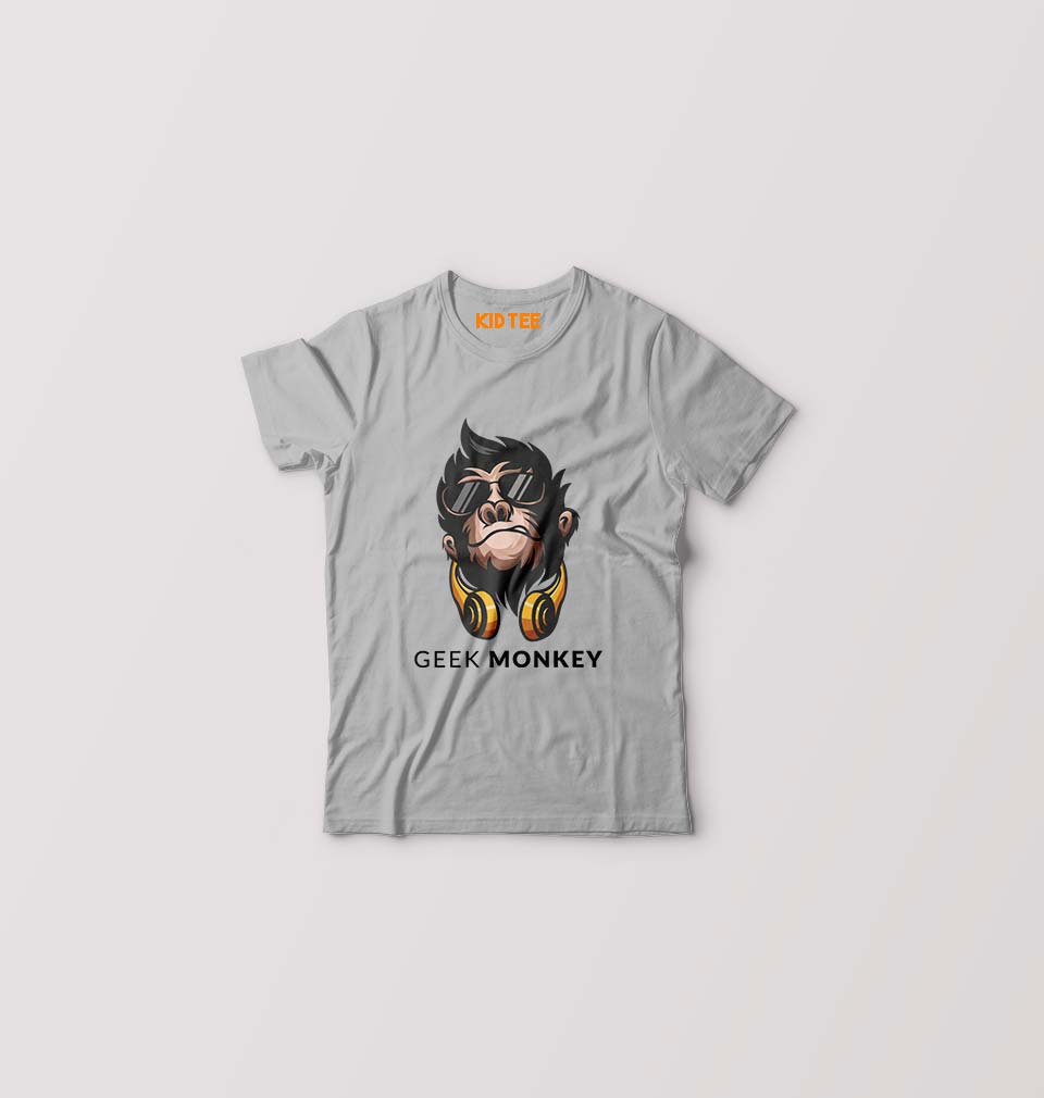 Geek Monkey Kids T-Shirt for Boy/Girl-Grey-Ektarfa.online