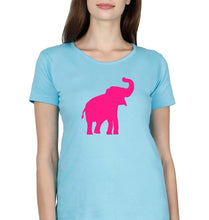 Load image into Gallery viewer, Pink Elephant T-Shirt for Women-Light Blue-Ektarfa.online

