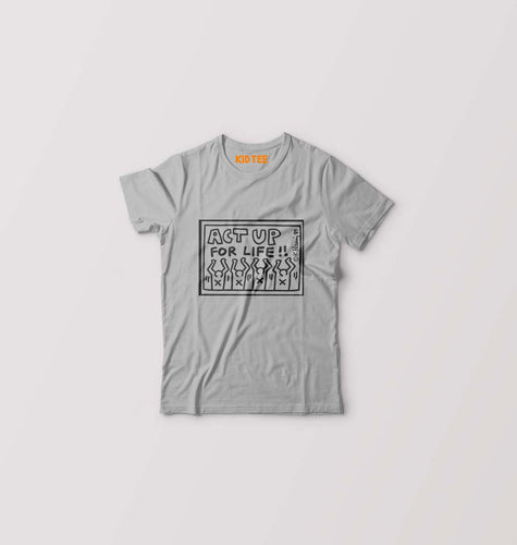 Keith Haring Kids T-Shirt for Boy/Girl-Grey-Ektarfa.online
