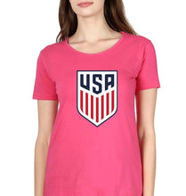 Load image into Gallery viewer, USA Football T-Shirt for Women-Pink-Ektarfa.online
