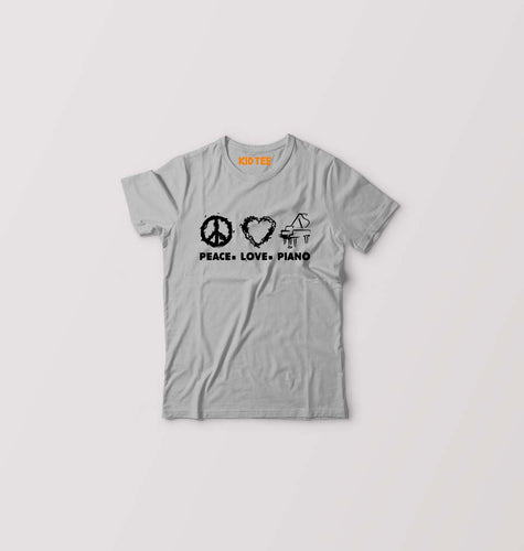 Peace Love Piano Kids T-Shirt for Boy/Girl-Grey-Ektarfa.online