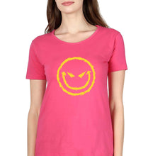 Load image into Gallery viewer, Evil Smile Emoji T-Shirt for Women-Pink-Ektarfa.online
