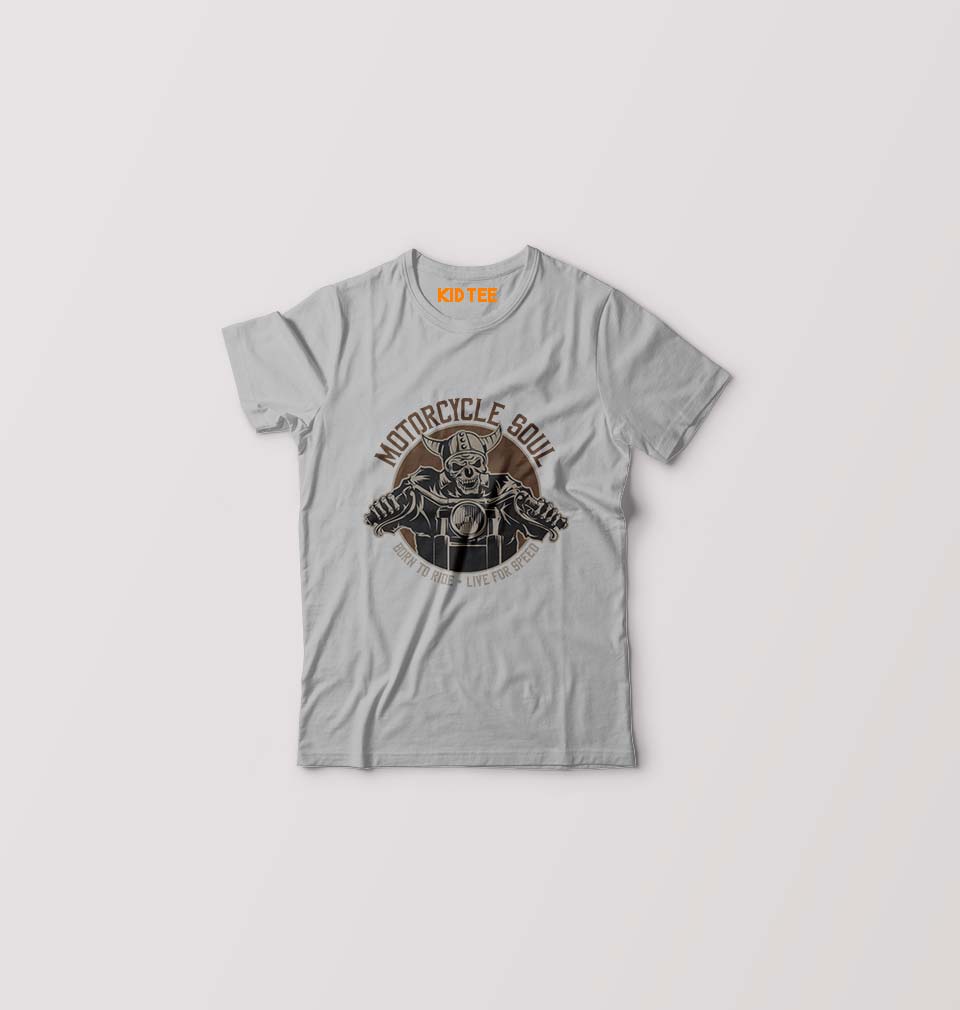 Motercycle Born To Ride Kids T-Shirt for Boy/Girl-Grey-Ektarfa.online
