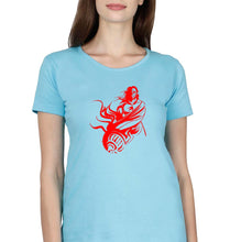 Load image into Gallery viewer, Hanuman Ji (God) T-Shirt for Women-Light Blue-Ektarfa.online
