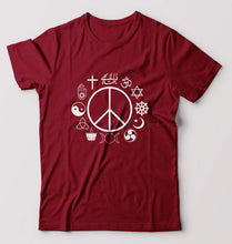 Load image into Gallery viewer, Peace Religious Symbols T-Shirt for Men-Maroon-Ektarfa.online
