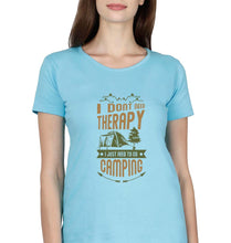 Load image into Gallery viewer, Camping T-Shirt for Women-Light Blue-Ektarfa.online
