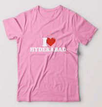 Load image into Gallery viewer, I Love Hyderabad T-Shirt for Men-S(38 Inches)-Light Baby Pink-Ektarfa.online
