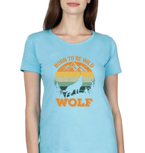 Load image into Gallery viewer, Wolf T-Shirt for Women-Light Blue-Ektarfa.online

